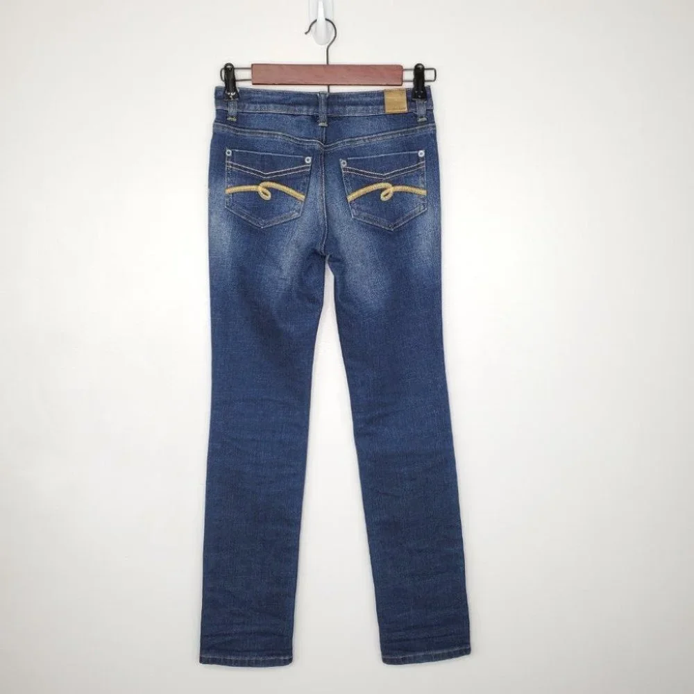 Justice Girls Medium Wash Whiskering Fading Denim Jeans Size 12S